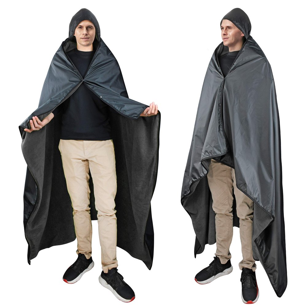Catalonia Waterproof Stadium Blanket, Windproof Wearable Poncho for Football Sideline & Sports Events for Fans, Portable, Durable Outdoor Blanket for Camping & Tailgating