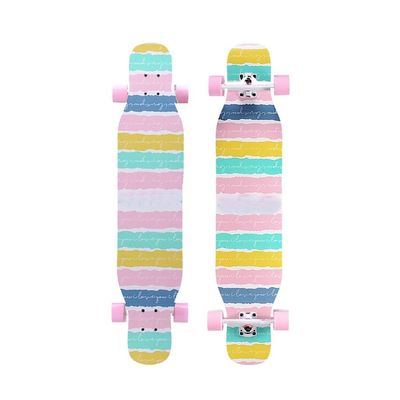 Longboard 7 Layer Maple Wood Deck Longboards Skateboard Girls Boys, Complete Cruiser 43 Inches Drop Through Long Boards Skateboards for Kids Adults, Beginners, Teens (Color : D with LED)