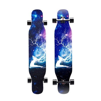 Longboard 7 Layer Maple Wood Deck Longboards Skateboard Girls Boys, Complete Cruiser 43 Inches Drop Through Long Boards Skateboards for Kids Adults, Beginners, Teens (Color : B with LED)