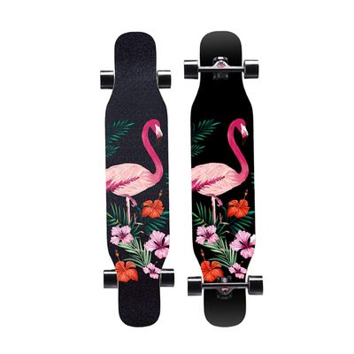 Longboard 7 Layer Maple Wood Deck Longboards Skateboard Girls Boys, Complete Cruiser 43 Inches Drop Through Long Boards Skateboards for Kids Adults, Beginners, Teens (Color : A with LED)