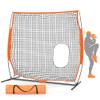 ORIENGEAR Pitch-Thru Protection Pitching Screen for Softball, 7x7FT 49 Sqft Barrier Portable Pitching Hitting Batting Practice Net, Open Area in Net for Ball to Pass Through view 1