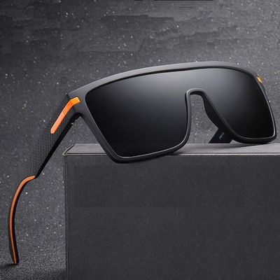 Angelastore TR90 sunglasses personality big frame sunglasses men TAC1.1 trend driving polarized sunglasses (Gray & orange)