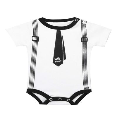 ACSUSS Infant Toddler Baby Boys Korean Style Gentleman Cotton Fabric Short Sleeves Romper with Bowtie for Birthday Type A White 9 Months