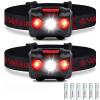Vekkia Ultra Bright LED Headlamp Flashlight (2 Pack), White and Red Light Headlight with Adjustable Headband, IPX6 Waterproof Head Lamp for Outdoors,Camping,Running,Cycling,Hiking. Batteries Included view 1
