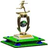 Better Display Cases Turf Large Trophy Pedestal Stand or Base with Dark Blue Risers - 8.75" X 7.75" (A006/V21) view 1