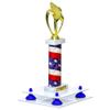 Better Display Cases White Acrylic Large Trophy Pedestal Stand or Base with Dark Blue Risers - 8.75" X 7.75" (A006/V21) view 1
