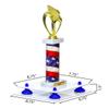 Better Display Cases White Acrylic Large Trophy Pedestal Stand or Base with Dark Blue Risers - 8.75" X 7.75" (A006/V21) view 2