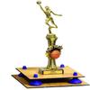 Better Display Cases Simulated Wood Large Trophy Pedestal Stand or Base with Dark Blue Risers - 8.75" X 7.75" (A006/V21) view 1