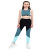 Yartina Kids Girls 2Pcs Sports Dance Gymnastics Leotard Racer Back Crop Tops with Shorts Athletics Dancewear Blue 10 view 1