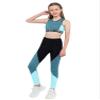 Yartina Kids Girls 2Pcs Sports Dance Gymnastics Leotard Racer Back Crop Tops with Shorts Athletics Dancewear Blue 10 view 2