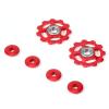 Derailleur Pulley Wheels, 2PCS 11 Speed Replacement Set, Wheel Assembly for Mountain Biking Road Cycling Commuting Bike Repair Activities(red)