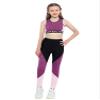 Yartina Kids Girls 2Pcs Sports Dance Gymnastics Leotard Racer Back Crop Tops with Shorts Athletics Dancewear Pink Black 10 view 2