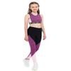 Yartina Kids Girls 2Pcs Sports Dance Gymnastics Leotard Racer Back Crop Tops with Shorts Athletics Dancewear Pink Black 10 view 3