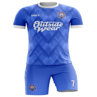 ORKY Custom Men Soccer Jersey with Short, Women Personalized Name Number Sport Shirt, Boys Girls Training Uniform Full Kit(Blue 2XLarge)