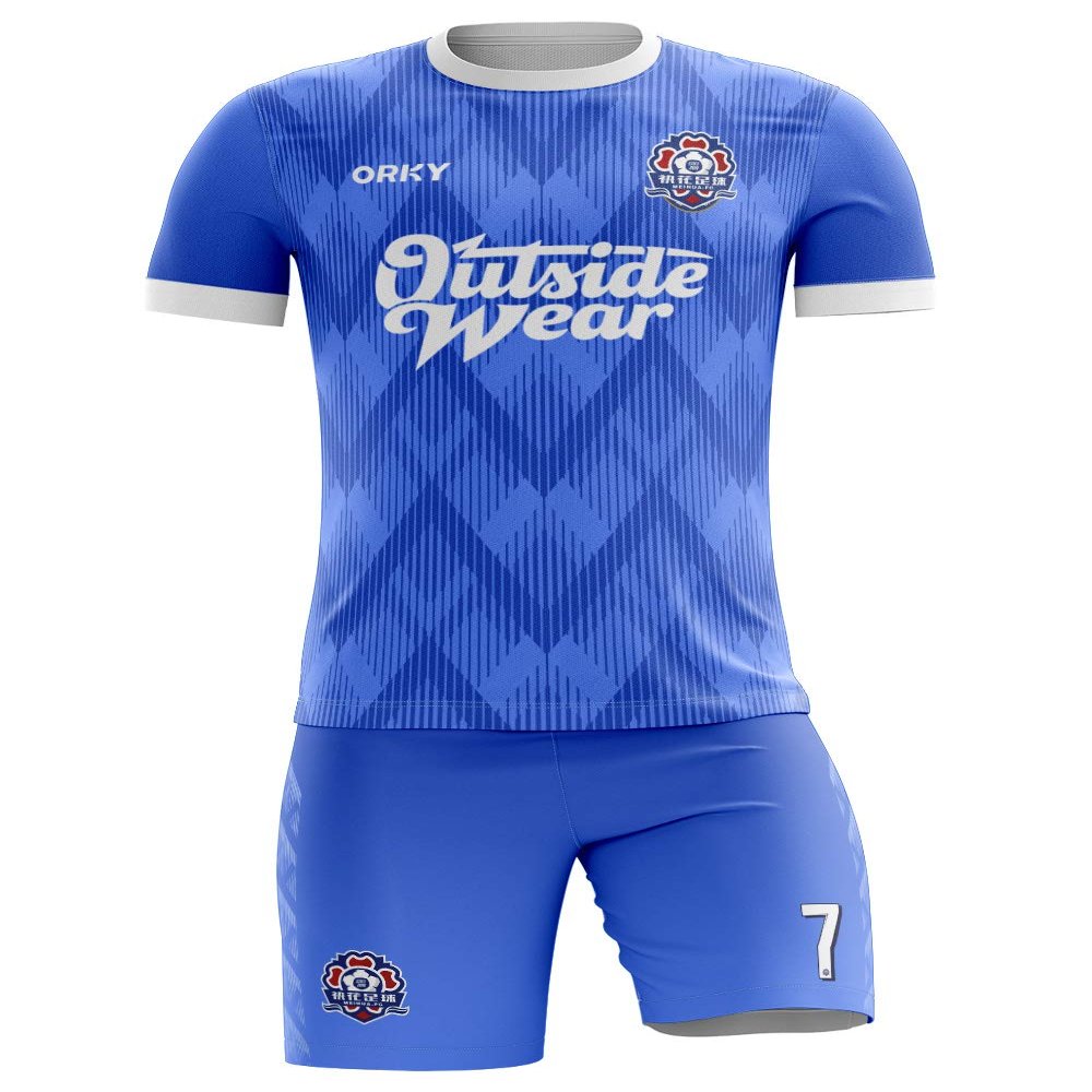 ORKY Custom Men Soccer Jersey with Short, Women Personalized Name Number Sport Shirt, Boys Girls Training Uniform Full Kit(Blue 2XLarge)