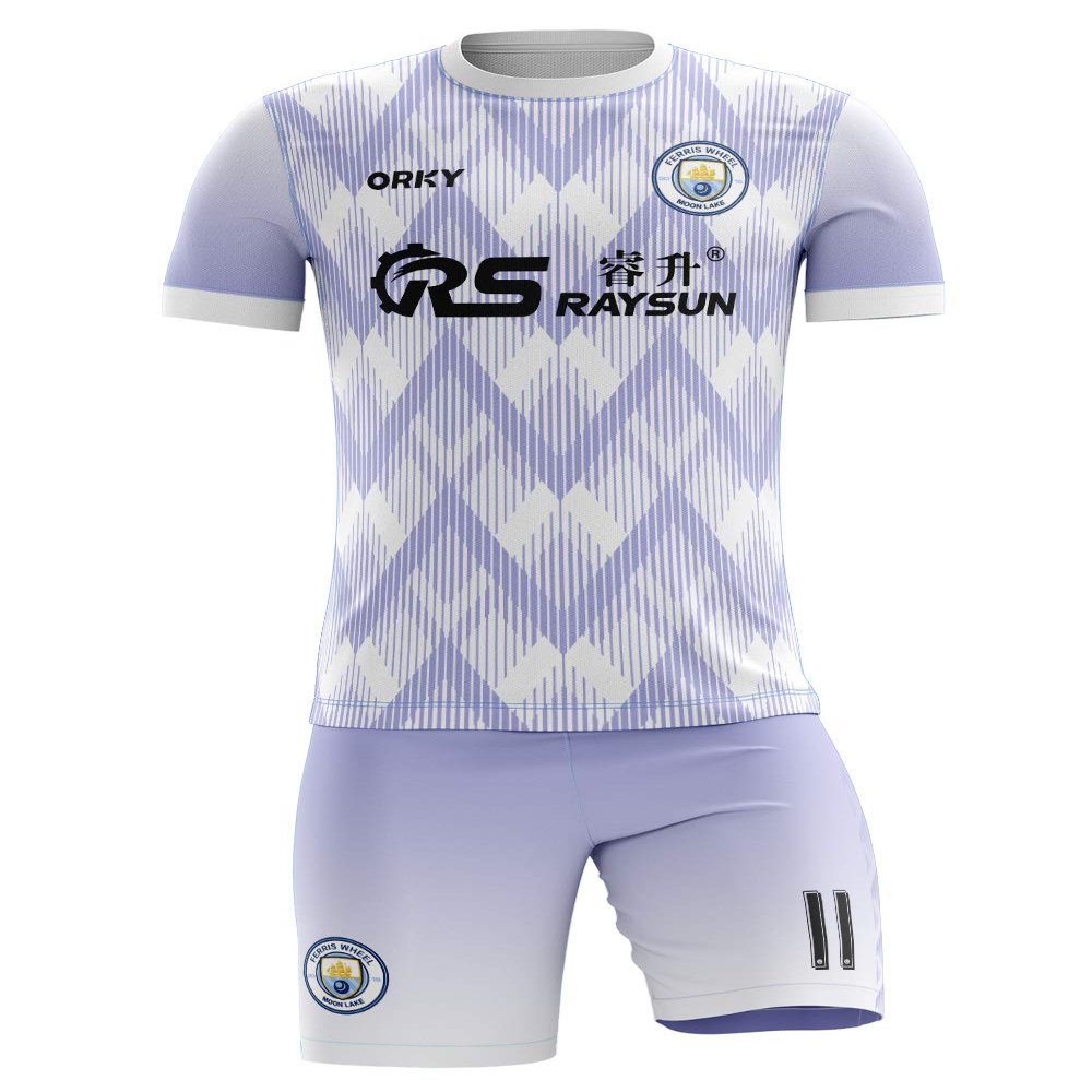 ORKY Custom Men Soccer Jersey with Short, Women Personalized Name Number Sport Shirt, Boys Girls Training Uniform Full Kit(White Purple 4XLarge)