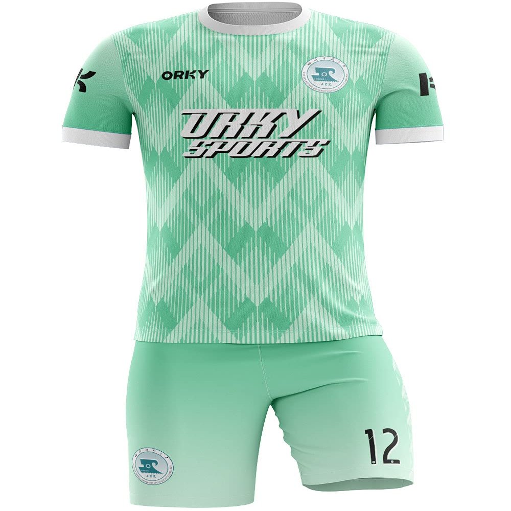ORKY Custom Men Soccer Jersey with Short, Women Personalized Name Number Sport Shirt, Boys Girls Training Uniform Full Kit(Green 100cm)