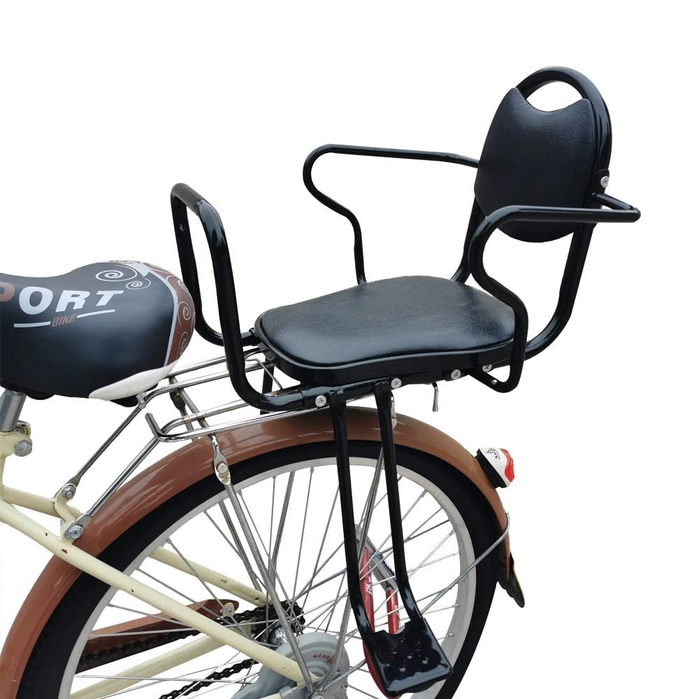 WORAMUK Rear Kid's Bike seat,Rear Child Bike seat,Rear Mount Bike seat with Armrests,Pedals and Harness for Most Adult Bike Ages 2 to 8 Years(Up to 110lb)
