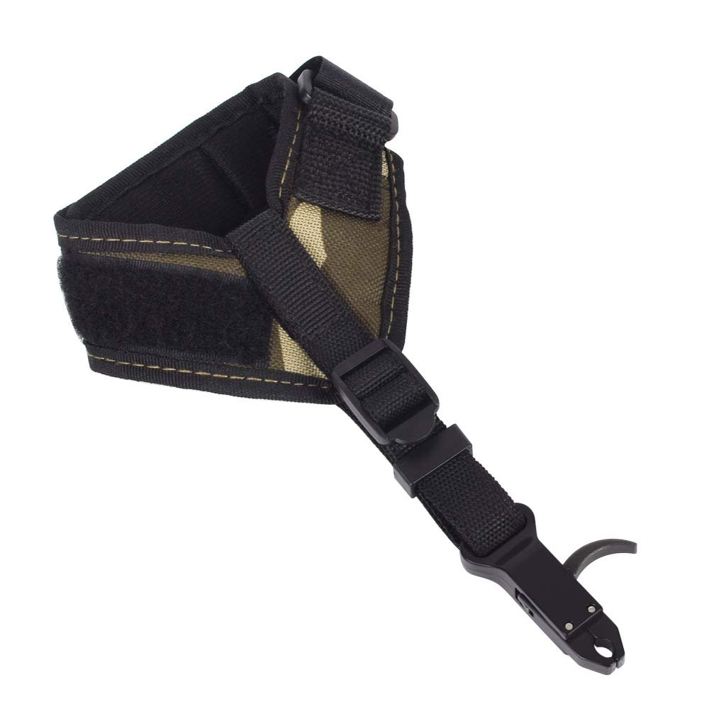 Elong Adjustable Archery Compound Bow Release Aid with Foldback Design- Black Wrist Strap Trigger Caliper for Right Left Hand