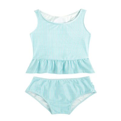 Moily Baby Girls Striped 2 Pcs Tankini Set Racer Back Ruffles Tank Top with Tutu Bottoms Beachwear Mint Green 8