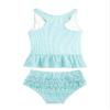 Moily Baby Girls Striped 2 Pcs Tankini Set Racer Back Ruffles Tank Top with Tutu Bottoms Beachwear Mint Green 8 view 2