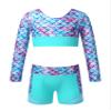 Hansber Kids Girls 2 Piece Swimsuit Long Sleeve Rash Guard Swimwear Sets Athletic Bathing Suit Green 12 view 1