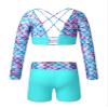 Hansber Kids Girls 2 Piece Swimsuit Long Sleeve Rash Guard Swimwear Sets Athletic Bathing Suit Green 12 view 2