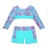 Hansber Kids Girls 2 Piece Swimsuit Long Sleeve Rash Guard Swimwear Sets Athletic Bathing Suit Green 12 view 3