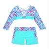 Hansber Kids Girls 2 Piece Swimsuit Long Sleeve Rash Guard Swimwear Sets Athletic Bathing Suit Green 12 view 4