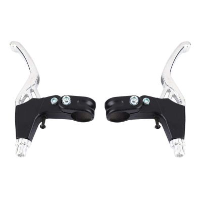 Dilwe 1 Pair Brake Levers, Aluminum Alloy Mountain Cycling Level(Silver) and Spare Parts
