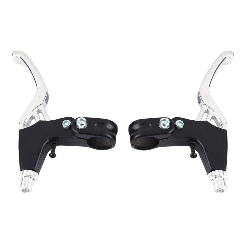 Dilwe 1 Pair Brake Levers, Aluminum Alloy Mountain Cycling Level(Silver) and Spare Parts