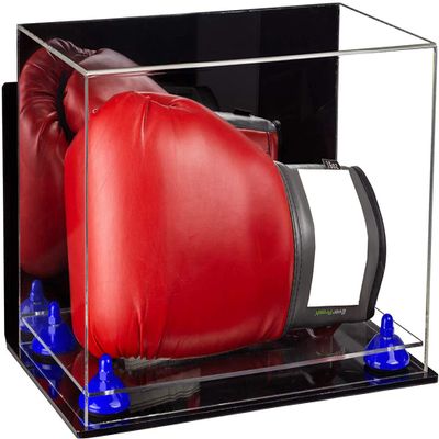 Better Display Cases Acrylic Catchers Glove Display Case with Mirror Case, Navy Blue Risers , Wall Mount and Clear Base (A011/V16)