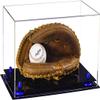 Better Display Cases Clear Acrylic Catchers Glove Display Case with Navy Blue Risers and Black Base (A011/V16) view 1