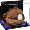 Better Display Cases Acrylic Base and Wall Mountball Catchers Glove Display Case with Mirror Case, Dark Blue Risers, Clear Base and Wall Mount (A011/V16) view 1