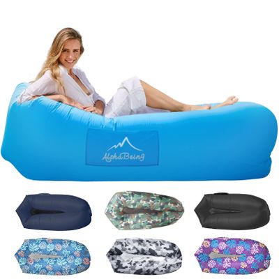 AlphaBeing Inflatable Lounger Air Sofa, Portable Inflatable Couch Mesh Hollow Air Hammock Anti Leakage Air Chair for Outdoor Camping Hiking Beach Traveling Music Festivals Backyard, Blue