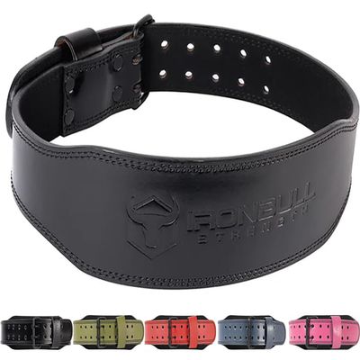 7mm Leather Weight Lifting Belt - 4" Wide Tapered Premium Leather Lifting Belt for Gym, Workout & Weight Training - Weightlifting Belts for Men and Women (Medium, Black)