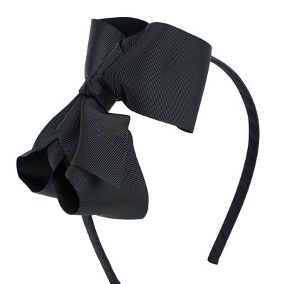MEEDEE Black Big Bow Headband Fashion Solid Grosgrain Ribbon Hair Bow for Holiday Styling, Makeup, Cosplay, and Party Headwear Handmade
