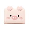 AODEZI Women Girls Wallet Cute Pig Pattern Tri-Fold Wallet PU Leather Purse Slim Small Wallet Cartoon Trifold Card Holder Bag (Pink) view 1