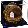 Better Display Cases Acrylic Catchers Glove Display Case with Mirror, Navy Blue Risers and Black Base (A011/V16) view 1