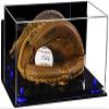 Better Display Cases Acrylic Catchers Glove Display Case with Mirror, Navy Blue Risers, Wall Mount and Black Base (A011/V16) view 1