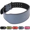 7mm Leather Weight Lifting Belt - 4" Wide Tapered Premium Leather Lifting Belt for Gym, Workout & Weight Training - Weightlifting Belts for Men and Women (Medium, Grey) view 1