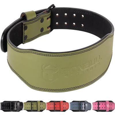 7mm Leather Weight Lifting Belt - 4" Wide Tapered Premium Leather Lifting Belt for Gym, Workout & Weight Training - Weightlifting Belts for Men and Women (Large, Green)