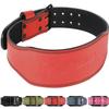 7mm Leather Weight Lifting Belt - 4" Wide Tapered Premium Leather Lifting Belt for Gym, Workout & Weight Training - Weightlifting Belts for Men and Women (Small, Red) view 1