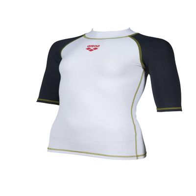 ARENA Girl's Short Sleeves Rash Vest, Swim Shirt with Uv Sun Protetion, White/Ash Grey, 24