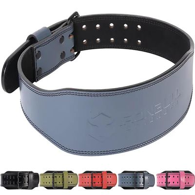 7mm Leather Weight Lifting Belt - 4" Wide Tapered Premium Leather Lifting Belt for Gym, Workout & Weight Training - Weightlifting Belts for Men and Women (Large, Grey)