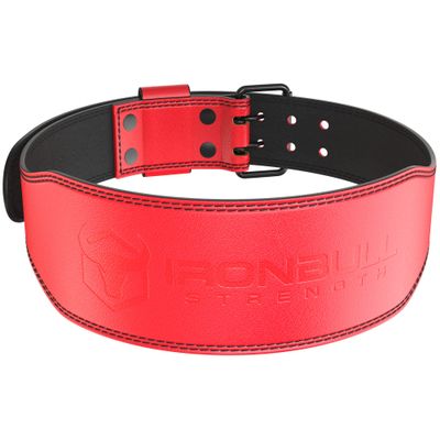 7mm Leather Weight Lifting Belt - 4" Wide Tapered Premium Leather Lifting Belt for Gym, Workout & Weight Training - Weightlifting Belts for Men and Women (X-Large, Red)