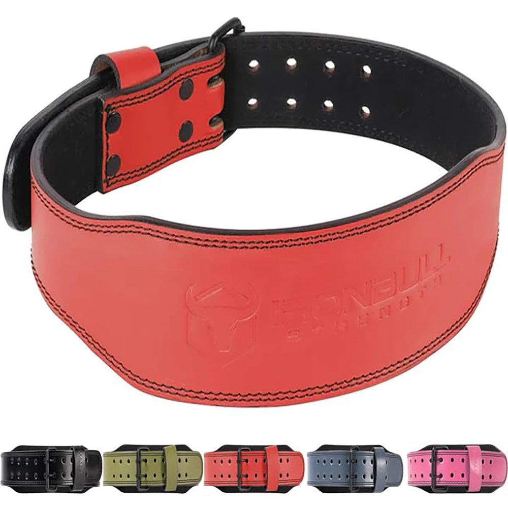 7mm Leather Weight Lifting Belt - 4" Wide Tapered Premium Leather Lifting Belt for Gym, Workout & Weight Training - Weightlifting Belts for Men and Women (XX-Large, Red)