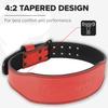 7mm Leather Weight Lifting Belt - 4" Wide Tapered Premium Leather Lifting Belt for Gym, Workout & Weight Training - Weightlifting Belts for Men and Women (XX-Large, Red) view 2