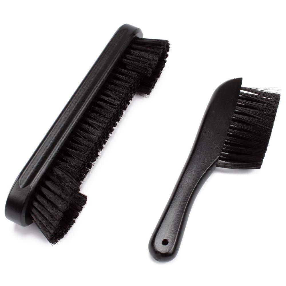 GSE Games & Sports Expert 2-Piece Solid Wood Billiard Pool Table Brush and Rail Brush Set, Billiards Pool Table Cleaning Tools, Black