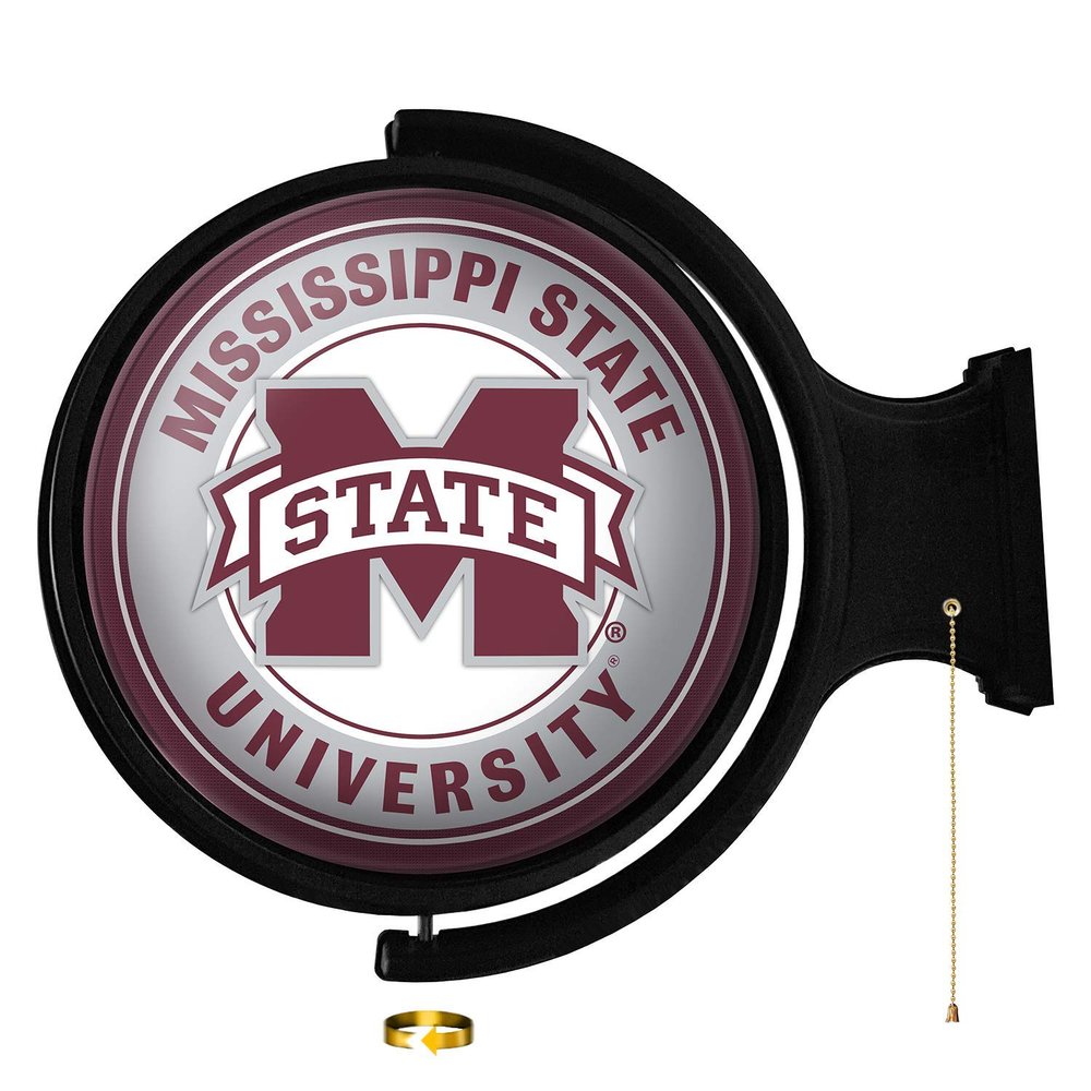 Mississippi State Bulldogs: Round Rotating Lighted Wall Sign - College Decor for Home, Game Room, Fan Cave & Garage - USA Made
